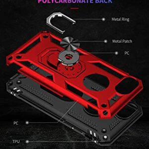 SunRemex Compatible with iPhone 8 Case iPhone 7 Case iPhone 6 Case iPhone 6s Case with Tempered Glass Screen Protector Military-Grade Protective Phone with Kickstand for iPhone 6/6s/7/8 (Red)