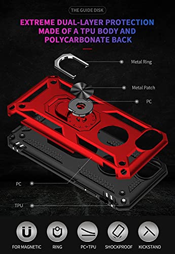 SunRemex Compatible with iPhone 8 Case iPhone 7 Case iPhone 6 Case iPhone 6s Case with Tempered Glass Screen Protector Military-Grade Protective Phone with Kickstand for iPhone 6/6s/7/8 (Red)