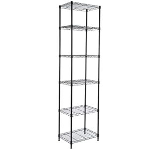 giotorent 6-tier storage shelves standing shelving metal units, adjustable height wire shelf display rack for pantry laundry bathroom kitchen 16.6” x 11.6” x 63” (6-tier-down, black)