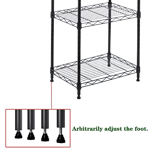 GIOTORENT 6-Tier Storage Shelves Standing Shelving Metal Units, Adjustable Height Wire Shelf Display Rack for Pantry Laundry Bathroom Kitchen 16.6” x 11.6” x 63” (6-Tier-Down, Black)