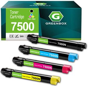 greenbox remanufactured phaser 7500 toner cartridge replacement for xerox 106r01439 106r01438 106r01437 106r01436 for phaser 7500 7500n 7500v (4 pack)