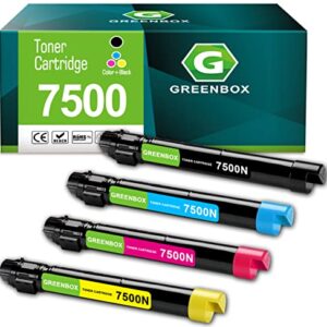 GREENBOX Remanufactured Phaser 7500 Toner Cartridge Replacement for Xerox 106R01439 106R01438 106R01437 106R01436 for Phaser 7500 7500N 7500V (4 Pack)