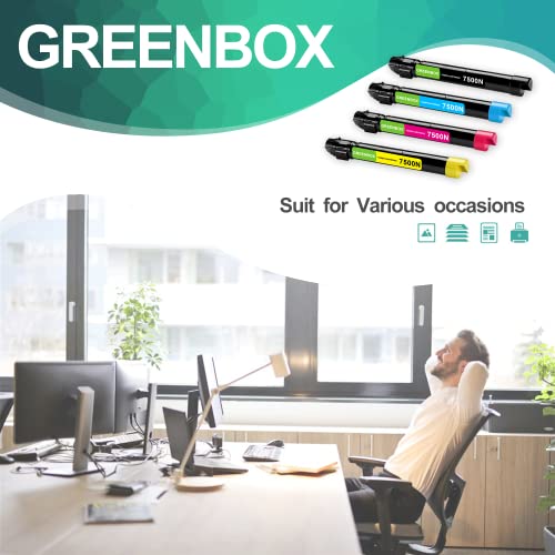 GREENBOX Remanufactured Phaser 7500 Toner Cartridge Replacement for Xerox 106R01439 106R01438 106R01437 106R01436 for Phaser 7500 7500N 7500V (4 Pack)