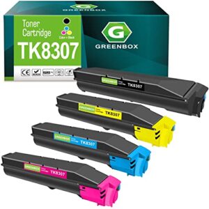greenbox remanufactured toner cartridge replacement for kyocera tk-8307 tk 8307 1t02lk0us0 1t02lkcus0 1t02lkbus0 1t02lkaus0 for kyocera 3050ci 3550ci 3051ci 3551ci printers (4 pack)