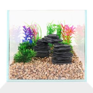 LSP - Products 2lb Natural Slate Stone Rocks - Unique in Size and Shape - Mix of Stones 1-3 inches - for Aquascaping, Fairy Gardens, Aquariums and Terrariums, Wargaming or Bonsai