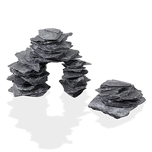 LSP - Products 2lb Natural Slate Stone Rocks - Unique in Size and Shape - Mix of Stones 1-3 inches - for Aquascaping, Fairy Gardens, Aquariums and Terrariums, Wargaming or Bonsai