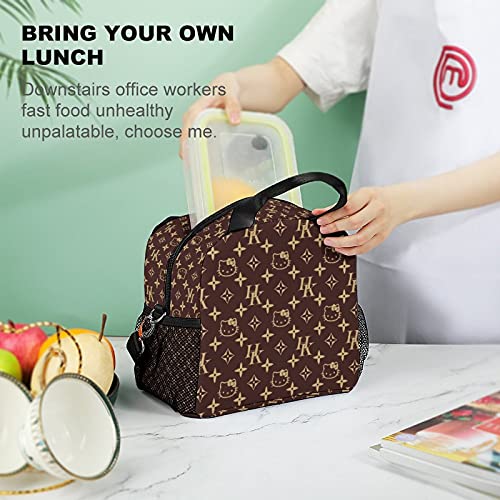 Qnoon Lunch Bag Women Cute Girls Insulation Cat Freezable adult Lunch Bag for School Work Office Outdoor