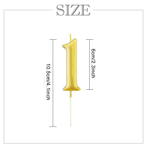LUTER 2.3 Inch Numeral Birthday Candles, Gold Number Candle for Cakes Number 1 Candle Glitter Candles for Kids’ Birthday Party Adults’ Wedding Anniversary Prom Graduation Party