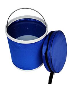 dxyufazhe oxford waterproof cloth folding bucket, multifunctional outdoor wash tool, great for car wash, hike&garden (9l, blue)