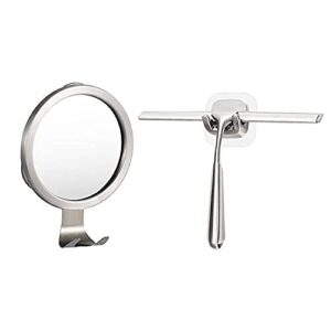 ettori shower mirror fogless for shaving with razor holder, shower squeegee for glass doors 10 inch window squeegee