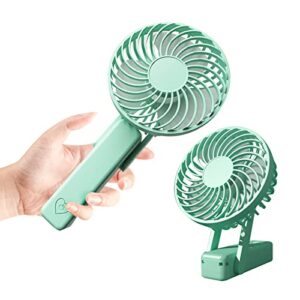 IQeer Battery Operated Portable Fan, Mini Rechargeable Handheld Fan,Small Foldable Fan,Quiet but Powerful Desk Fan Up to 10 hrs Operated Makeup Eyelash Fan for Kids Women Outdoor Travelling(Green)