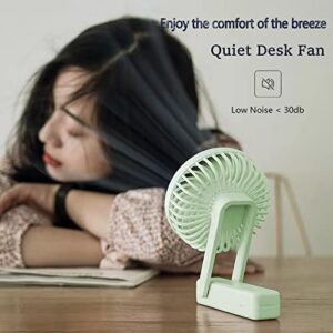 IQeer Battery Operated Portable Fan, Mini Rechargeable Handheld Fan,Small Foldable Fan,Quiet but Powerful Desk Fan Up to 10 hrs Operated Makeup Eyelash Fan for Kids Women Outdoor Travelling(Green)