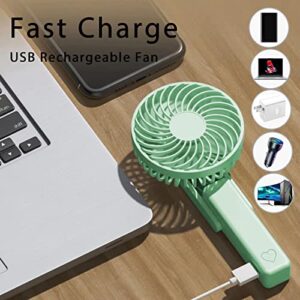 IQeer Battery Operated Portable Fan, Mini Rechargeable Handheld Fan,Small Foldable Fan,Quiet but Powerful Desk Fan Up to 10 hrs Operated Makeup Eyelash Fan for Kids Women Outdoor Travelling(Green)