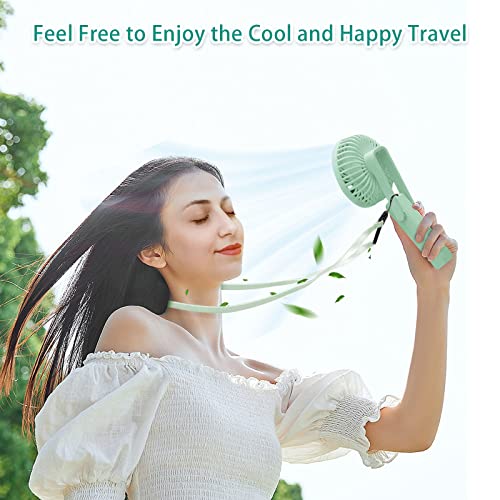 IQeer Battery Operated Portable Fan, Mini Rechargeable Handheld Fan,Small Foldable Fan,Quiet but Powerful Desk Fan Up to 10 hrs Operated Makeup Eyelash Fan for Kids Women Outdoor Travelling(Green)