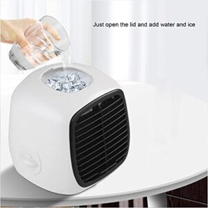 Portable Air Conditioner, 2 in 1 USB Charging Desktop Air Cooler for Dormitory, Home, Office, Room, Camping Car, White