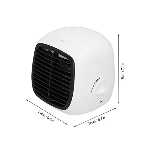 Portable Air Conditioner, 2 in 1 USB Charging Desktop Air Cooler for Dormitory, Home, Office, Room, Camping Car, White