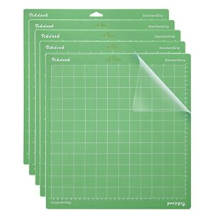 vikdook cutting mat for cricut machine 12” x12” 5 pack mats standard grip sticky mats green color pack