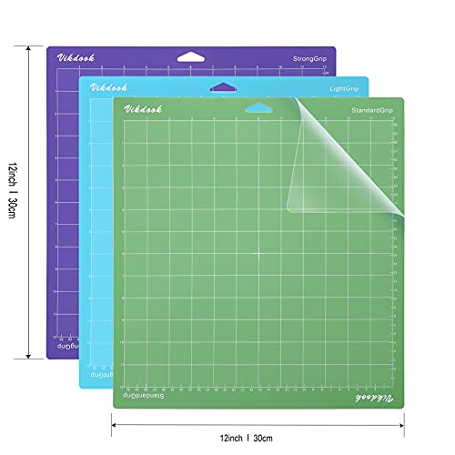 VIKDOOK Cutting Mat for Cricut Machine 12” X12” 5 Pack Mats Standard Grip Sticky Mats Green Color Pack