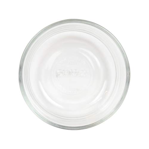 Pyrex (4) 7202 1-Cup Glass Bowls & (4) Pyrex 7202-PC 1-Cup Dark Blue Lids