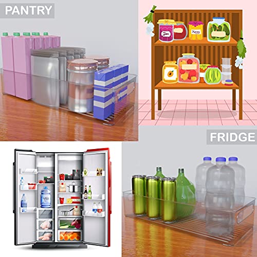 Bahoki Essentials Kitchen Pantry Bin - Clear Plastic Storage for Freezer and Refrigerator - Kitchen Organizer for Snack, Drink, Fruit and Vegetable - Multifunctional Stackable Home Bins