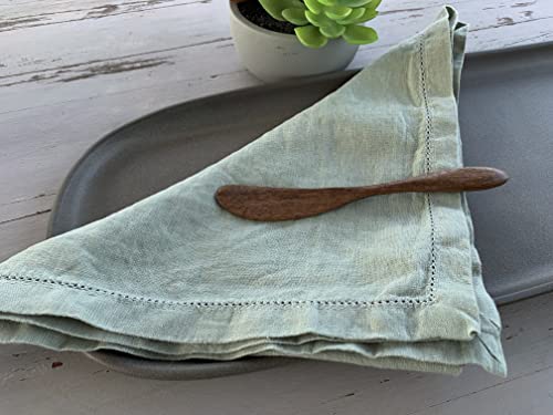 Hemstitched Linen Napkins – 20 Inch x 20 Inch – Stonewashed Pure Linen Cloth Dinner Napkins with Mitered Corners - 100% French Flax – Machine Washable - Set of 4 (Soft Sage Green)