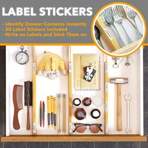 SpaceAid Bamboo Drawer Dividers with Labels, Kitchen Adjustable Drawer Organizers, Expandable Organization for Home, Office, Dressers and Bathroom, 6 Dividers (13.25-17 in)