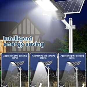 HYPERAZA Solar Street Light, 800W Solar Flood Light Outdoor Motion Sensor Dusk to Dawn Solar Light with Remote Control IP66 Waterproof for Parking Lot, Stadium, Garden (Bright White)