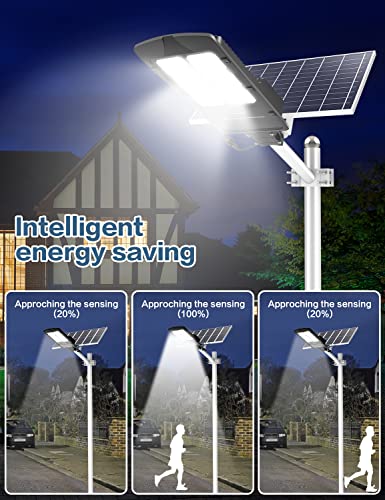 HYPERAZA Solar Street Light, 800W Solar Flood Light Outdoor Motion Sensor Dusk to Dawn Solar Light with Remote Control IP66 Waterproof for Parking Lot, Stadium, Garden (Bright White)