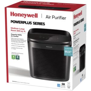 Honeywell PowerPlus HEPA Air Purifier, Allergen Reducer for Medium/Large Rooms (200 sq. ft.) Black - Wildfire/Smoke, Pollen, Pet Dander & Dust Air Purifier, HPA3100