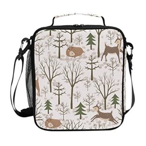 ElliTarr Insulated Lunch Bag for Men Kids Lunch Box for Women Leak Proof Small Cooler Bag Thermal Bag for 5 Hours with Adjustable Shoulder Strap Cute Deer Beige