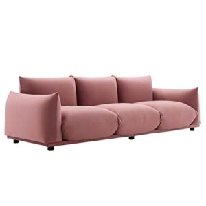 modway copious performance velvet sofa in dusty rose