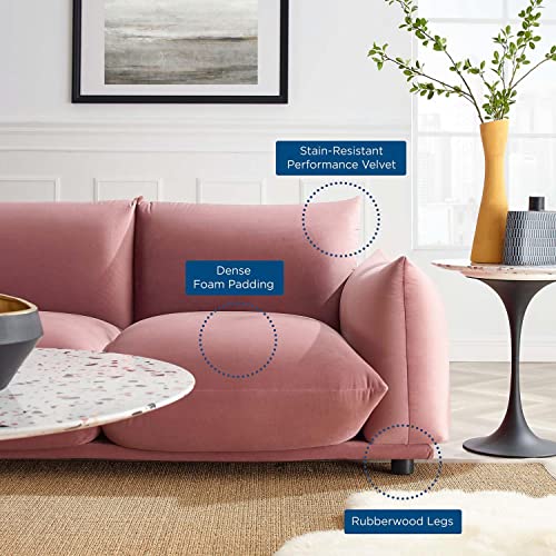 Modway Copious Performance Velvet Sofa in Dusty Rose