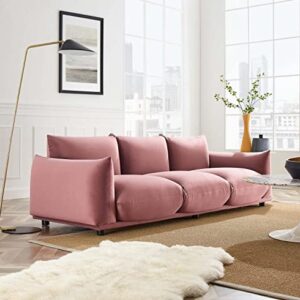 Modway Copious Performance Velvet Sofa in Dusty Rose