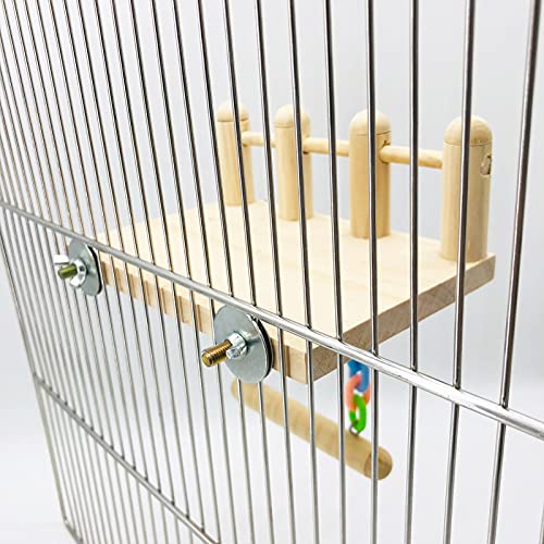 Bird Wooden Play Gyms Stands with Climbing Ladder and Acrylic Wood Swing for Green Cheeks, Lovebirds, Finches, Conures, Cockatiels, Parakeets, Bird Perches Cage Play Chewing Toys