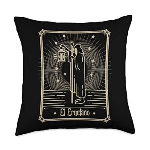 el ermitano vintage tarot card playera tarot en es el ermitano vintage card playera tarot en espanol throw pillow, 18x18, multicolor