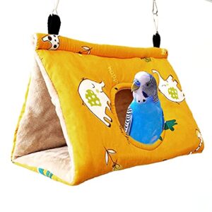 airuifeng winter warm bird nest house tent parrot hanging hammock toy for african greys cockatoo eclectus amazon parakeet cockatiel conure budgie lovebirds canary finch cage perch (m, yellow)