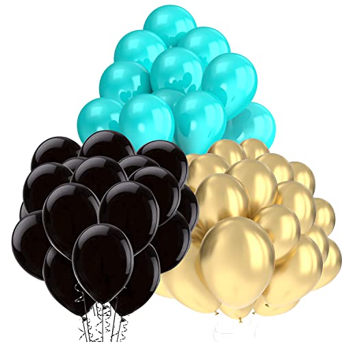 Teal Gold Balloons for Turquoise Gold Black Birthday Decorations for Women/Graduation Decorations 30pcs Teal Gold Balloons Bridal Shower Decorations/Turquoise Gold Black Wedding Decorations