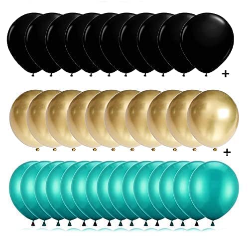 Teal Gold Balloons for Turquoise Gold Black Birthday Decorations for Women/Graduation Decorations 30pcs Teal Gold Balloons Bridal Shower Decorations/Turquoise Gold Black Wedding Decorations