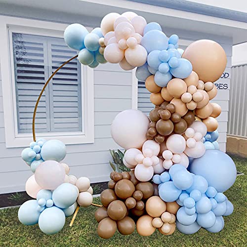 167 PCS Brown Coffee Blue Balloons Arch Garland Kit for Bear Baby Shower Birthday Wedding Party Decorations