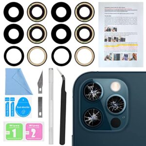2pcs asdawn back rear camera lens glass replacement for iphone 12 pro 6.1 inches with pre-installed adhesive,back lens glass with installation manual + repair tool set