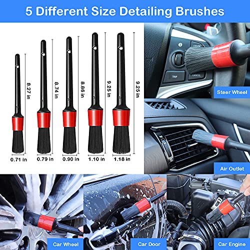 20Pcs Car Detailing Brush Set, Car Wheel Tire Brush Set, Car Detailing Kit with 17" Rim Wheel Brush, Tire Brush, Car Cleaning Kit for Cleaning Wheels, Interior, Exterior, Dashboard, Leather, Air Vent