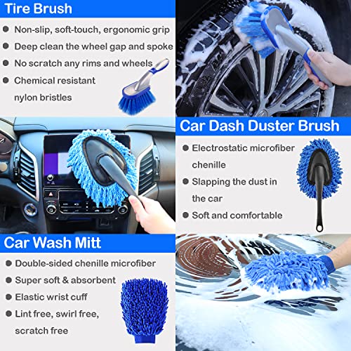 20Pcs Car Detailing Brush Set, Car Wheel Tire Brush Set, Car Detailing Kit with 17" Rim Wheel Brush, Tire Brush, Car Cleaning Kit for Cleaning Wheels, Interior, Exterior, Dashboard, Leather, Air Vent