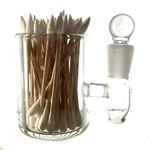 paykoc imports clear large 3" heady hand blown glass cotton swab q-tip holder/alcohol iso station
