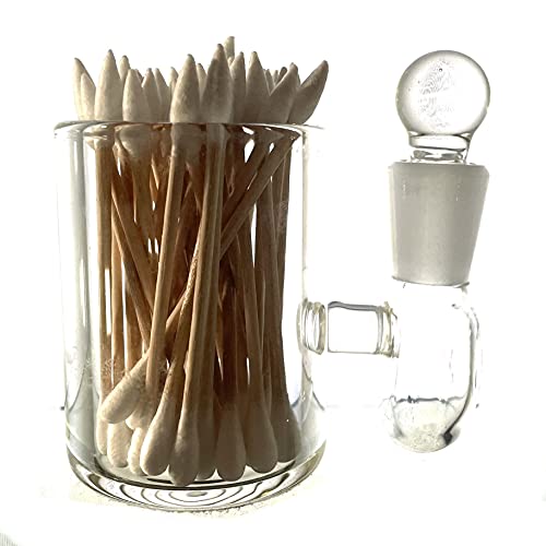 PAYKOC IMPORTS Clear Large 3" Heady Hand Blown Glass Cotton Swab Q-Tip Holder/Alcohol ISO Station