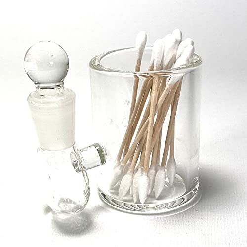 PAYKOC IMPORTS Clear Large 3" Heady Hand Blown Glass Cotton Swab Q-Tip Holder/Alcohol ISO Station