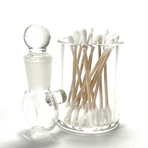 PAYKOC IMPORTS Clear Large 3" Heady Hand Blown Glass Cotton Swab Q-Tip Holder/Alcohol ISO Station