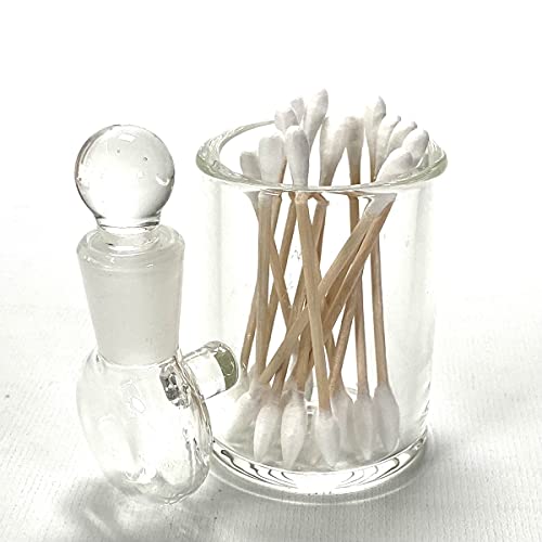 PAYKOC IMPORTS Clear Large 3" Heady Hand Blown Glass Cotton Swab Q-Tip Holder/Alcohol ISO Station