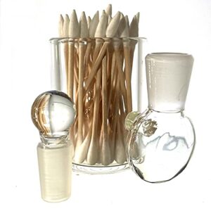 PAYKOC IMPORTS Clear Large 3" Heady Hand Blown Glass Cotton Swab Q-Tip Holder/Alcohol ISO Station