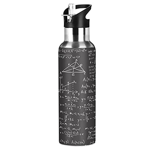 TropicalLife Insulated Water Bottle Education Math Formulas Water Bottle with Straw Stainless Steel Bottle Vacuum Insulated Tumblers for School Sports