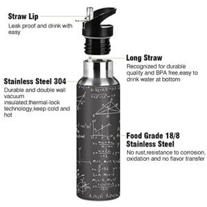 TropicalLife Insulated Water Bottle Education Math Formulas Water Bottle with Straw Stainless Steel Bottle Vacuum Insulated Tumblers for School Sports